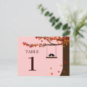 Tortelduifjes Falling Hearts Oak Tree Tafelnummer (Staand voorkant)