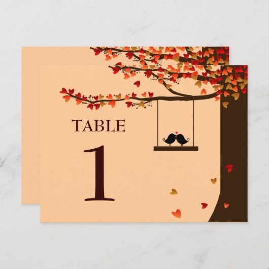 Tortelduifjes Falling Hearts Oak Tree Tafelnummer (Voorkant / Achterkant)