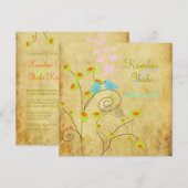 Tortelduifjes, faux parchment background... Kaart (Voorkant / Achterkant)