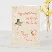 Tortelduifjes feliciteren Kaart bruiloft (Gele Bloem)