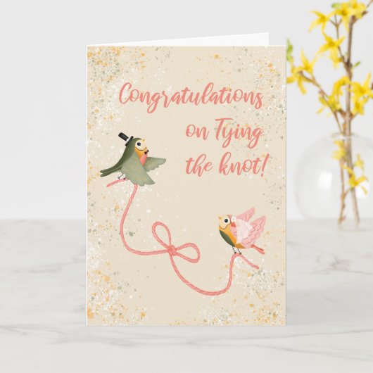 Tortelduifjes feliciteren Kaart bruiloft (Gele Bloem)