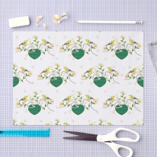 Tortelduifjes Floral Plaid Tissuepapier (Craft)