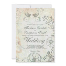  Tortelduifjes - Floral Wedding-uitnodigingen