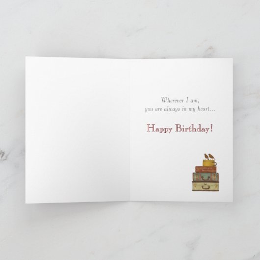  Tortelduifjes Folded Birthday Kaart (Binnen)