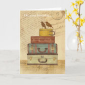  Tortelduifjes Folded Birthday Kaart (Gele Bloem)