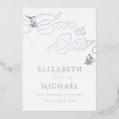 Tortelduifjes Folie Sla de datum op Uitnodiging (Voorkant)