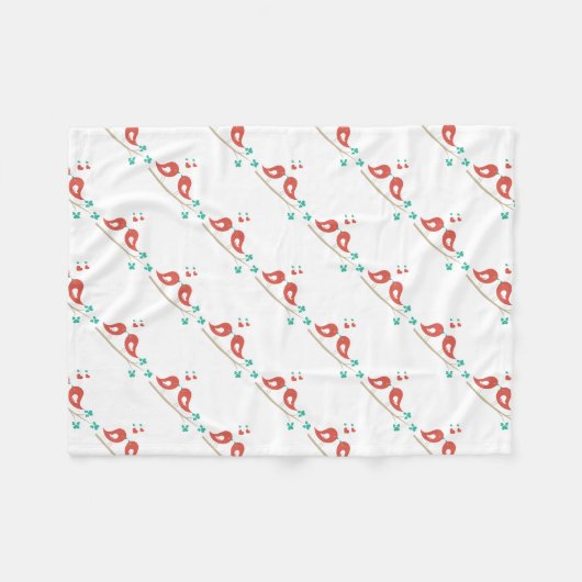 Tortelduifjes Folk Art Fleece Deken (Voorkant (Horizontaal))