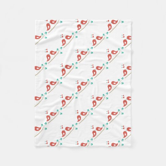 Tortelduifjes Folk Art Fleece Deken (Voorkant)