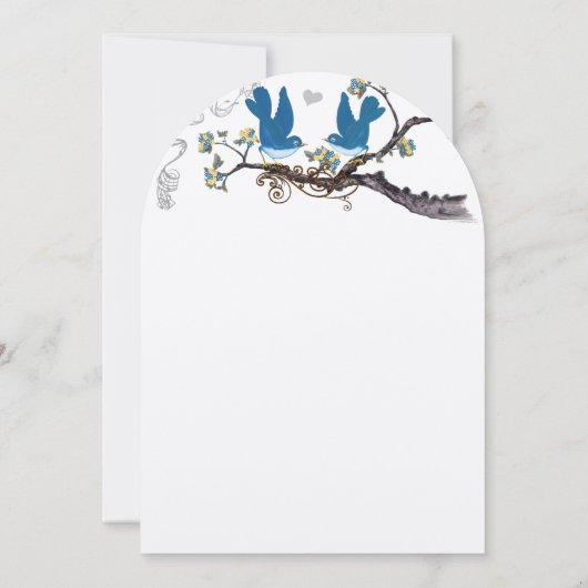  Tortelduifjes Geel en Blauwgroen huwelijk uitnodi Kaart (Achterkant)