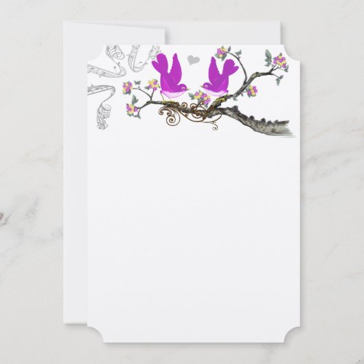  Tortelduifjes Geel en Roze bruiloft uitnodigen Kaart (Achterkant)