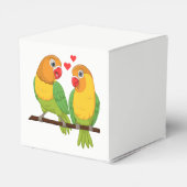 Tortelduifjes Geel Groen Lovebird Trouwgunsten Bedankdoosjes (Achterkant)