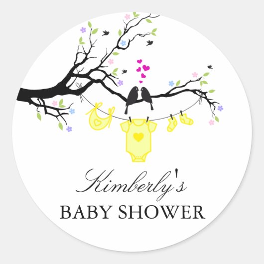 Tortelduifjes | Genderneutraal Baby shower Sticker (Voorkant)