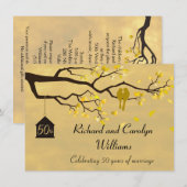 Tortelduifjes Golden Jubileum Uitnodiging (Voorkant / Achterkant)