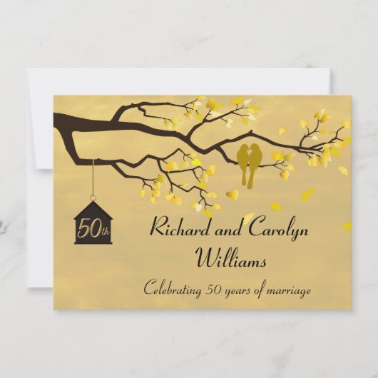 Tortelduifjes Golden Jubileum Uitnodiging (Voorkant)