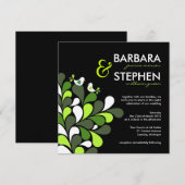 Tortelduifjes - Green Black Felt Wedding Invitting Kaart (Voorkant / Achterkant)