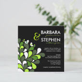 Tortelduifjes - Green Black Felt Wedding Invitting Kaart (Staand voorkant)