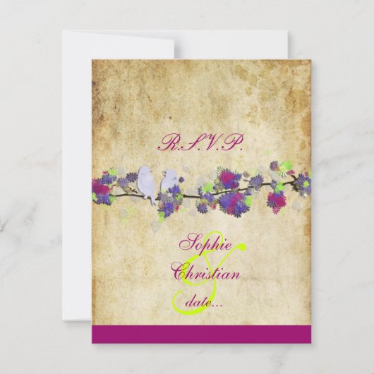 TORTELDUIFJES, GROTE RSVP's/DIY-kleur RSVP Kaartje (Voorkant)