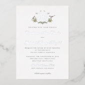 Tortelduifjes "H" Monogram Folie Huwelijksuitnodig Folie Uitnodiging (Voorkant)