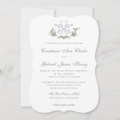 Tortelduifjes "H" Monogram Huwelijksuitnodiging Kaart (Voorkant)