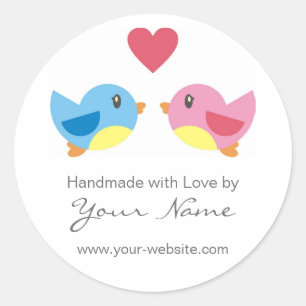Tortelduifjes Handgemaakt door gepersonaliseerde S Ronde Sticker