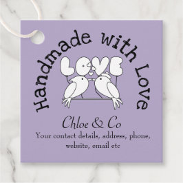 Tortelduifjes handgemaakt met liefde dank u bedankjes labels