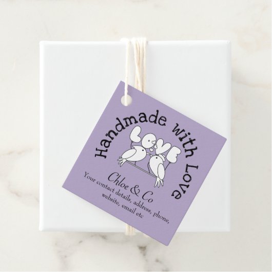 Tortelduifjes handgemaakt met liefde dank u bedankjes labels (In situ)