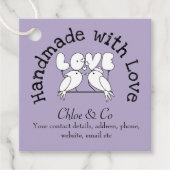 Tortelduifjes handgemaakt met liefde dank u bedankjes labels (Voorkant)