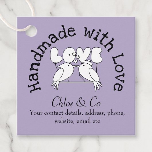 Tortelduifjes handgemaakt met liefde dank u bedankjes labels (Voorkant)