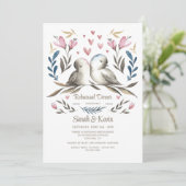 Tortelduifjes Handgetekende repetitie diner Kaart (Staand voorkant)