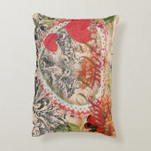 Tortelduifjes Hart Rode Kunst Collage Accent Kussen (Achterkant (Verticaal))