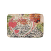 Tortelduifjes Hart Rode Kunst Collage Badmat (Voorkant)