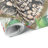 Tortelduifjes Hart Rode Kunst Collage Cadeaupapier (Rol Hoek)