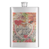 Tortelduifjes Hart Rode Kunst Collage Flacon (Voorkant)