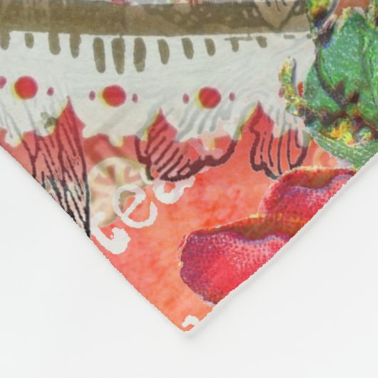 Tortelduifjes Hart Rode Kunst Collage Fleece Deken (Hoek)