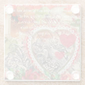 Tortelduifjes Hart Rode Kunst Collage Glazen Onderzetter (Achterkant)