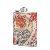 Tortelduifjes Hart Rode Kunst Collage Heupfles (Links)