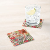 Tortelduifjes Hart Rode Kunst Collage Kartonnen Onderzetters (Insitu)