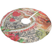 Tortelduifjes Hart Rode Kunst Collage Kerstboom Rok (Gekanteld)