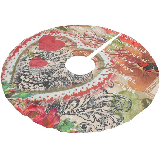 Tortelduifjes Hart Rode Kunst Collage Kerstboom Rok (Gekanteld)