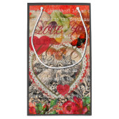 Tortelduifjes Hart Rode Kunst Collage Klein Cadeauzakje (Achterkant)