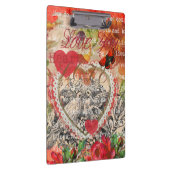 Tortelduifjes Hart Rode Kunst Collage Klembord (Rechts)