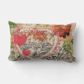 Tortelduifjes Hart Rode Kunst Collage Kussen (Achterkant)