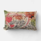 Tortelduifjes Hart Rode Kunst Collage Kussen (Voorkant)