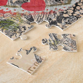 Tortelduifjes Hart Rode Kunst Collage Legpuzzel (Zijkant)