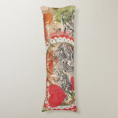 Tortelduifjes Hart Rode Kunst Collage Lichaamskussen (Voorkant Verticaal)