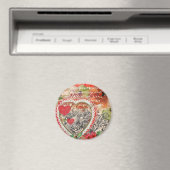 Tortelduifjes Hart Rode Kunst Collage Magneet (Insitu (Vaatwasser))