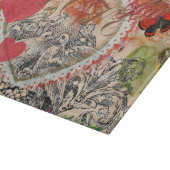 Tortelduifjes Hart Rode Kunst Collage Snijplank (Hoek)