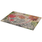 Tortelduifjes Hart Rode Kunst Collage Snijplank (Hoek)