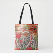 Tortelduifjes Hart Rode Kunst Collage Tote Bag (Voorkant)