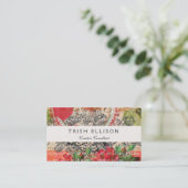 Tortelduifjes Hart Rode Kunst Collage Visitekaartje (Staand voorkant)